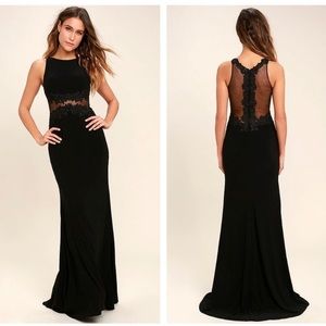 NWT Fancy Lulu’s Black Lace Maxi Dress
